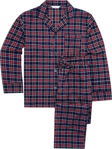 Mens 100% Cotton Flannel Pajama Set with Pant Pockets & Drawstring in Saudi Arabia