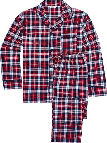 Mens 100% Cotton Flannel Pajama Set with Pant Pockets & Drawstring in Saudi Arabia
