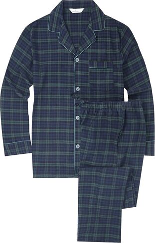 Mens 100% Cotton Flannel Pajama Set with Pant Pockets & Drawstring in Saudi Arabia