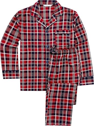 Mens 100% Cotton Flannel Pajama Set with Pant Pockets & Drawstring in Saudi Arabia