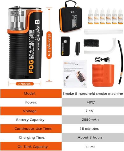 آلة دخان مولد الضباب من LENS GO مع عبوات سوائل إضافية 12 * 12 مل، جهاز تحكم عن بعد، ضفدع لاسلكي محمول باليد للتصوير الفوتوغرافي وتأثيرات المسرح والأحداث الخارجية ومصوري الفيديو ومنشئي المحتوى in Kuwait