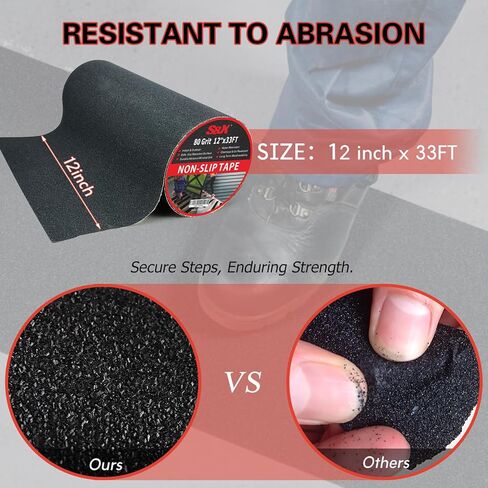 S&X Anti Slip Tape 24" x 40 FT Wide Non Skid Roll – High Traction Grip Tape Friction Abrasive Adhesive for Stairs Steps Ramps Boats Outdoor Waterproof in Kuwait