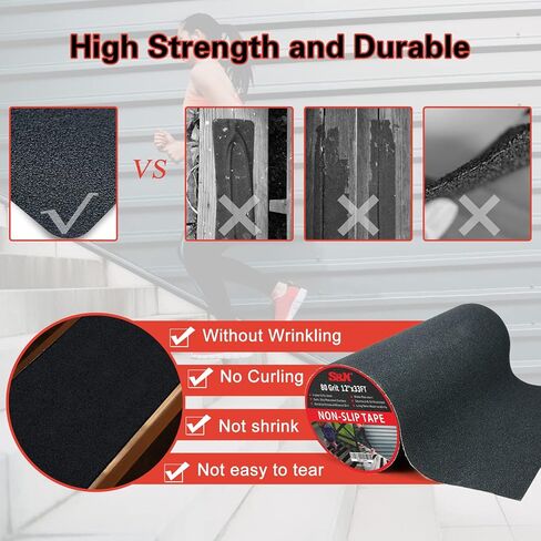 S&X Anti Slip Tape 24" x 40 FT Wide Non Skid Roll – High Traction Grip Tape Friction Abrasive Adhesive for Stairs Steps Ramps Boats Outdoor Waterproof in Kuwait