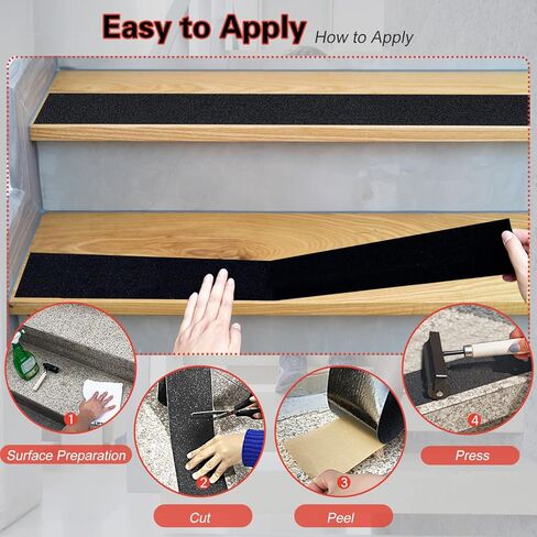 S&X Anti Slip Tape 24" x 40 FT Wide Non Skid Roll – High Traction Grip Tape Friction Abrasive Adhesive for Stairs Steps Ramps Boats Outdoor Waterproof in Kuwait