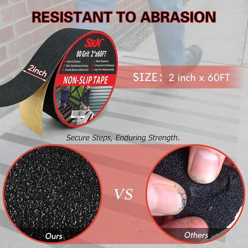 S&X Anti Slip Tape 24" x 40 FT Wide Non Skid Roll – High Traction Grip Tape Friction Abrasive Adhesive for Stairs Steps Ramps Boats Outdoor Waterproof in Kuwait
