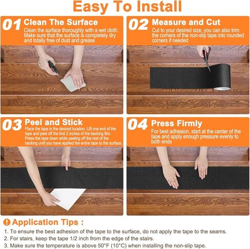 شريط مضاد للانزلاق للسلالم في الهواء الطلق في الأماكن المغلقة، 1 بوصة × 35 قدم، شرائط شريطية شديدة التحمل غير قابلة للانزلاق، شريط مانع للانزلاق، شريط قبضة، شريط جر لسلالم منحدر خطوات الدرج، مقاوم للماء، أسود in Kuwait