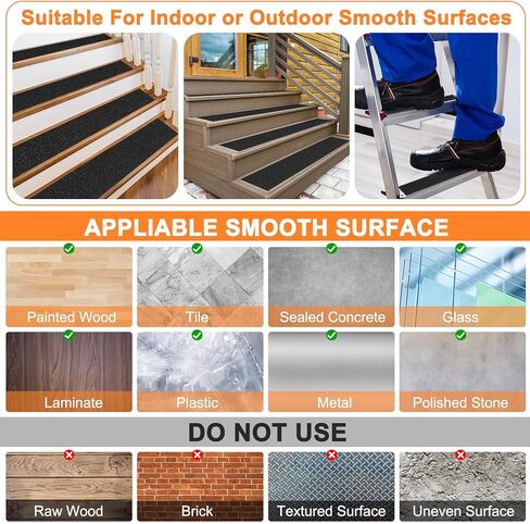 شريط مضاد للانزلاق للسلالم في الهواء الطلق في الأماكن المغلقة، 1 بوصة × 35 قدم، شرائط شريطية شديدة التحمل غير قابلة للانزلاق، شريط مانع للانزلاق، شريط قبضة، شريط جر لسلالم منحدر خطوات الدرج، مقاوم للماء، أسود in Kuwait