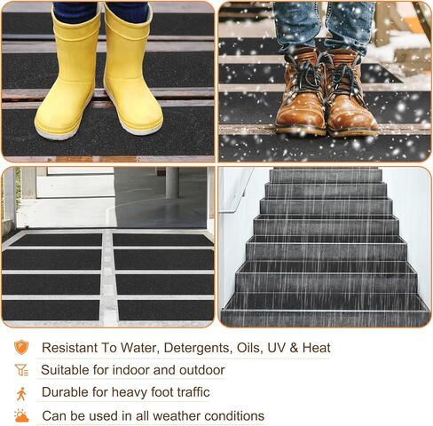 شريط مضاد للانزلاق للسلالم في الهواء الطلق في الأماكن المغلقة، 1 بوصة × 35 قدم، شرائط شريطية شديدة التحمل غير قابلة للانزلاق، شريط مانع للانزلاق، شريط قبضة، شريط جر لسلالم منحدر خطوات الدرج، مقاوم للماء، أسود in Kuwait