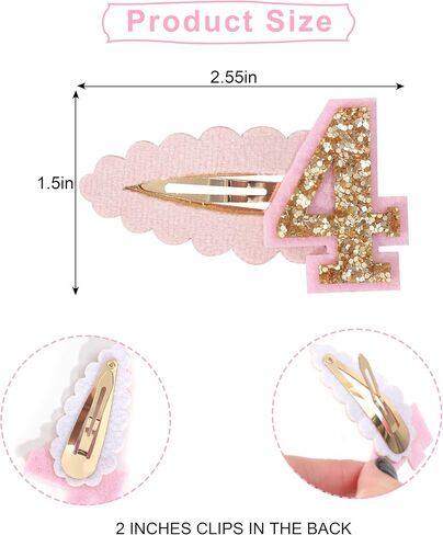 2pcs Hair Clips for Baby Girls - 1st Birthday Hair Clips for Party Decorations,Two Plush Fabric Gold Hair Clip,Head Ornament Accessories Photo Props for Baby Showers (1st pink) in Saudi Arabia