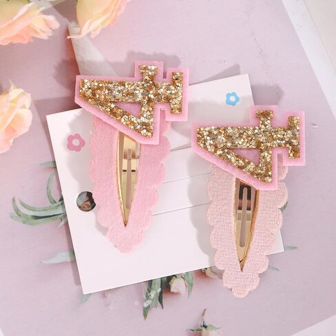 2pcs Hair Clips for Baby Girls - 1st Birthday Hair Clips for Party Decorations,Two Plush Fabric Gold Hair Clip,Head Ornament Accessories Photo Props for Baby Showers (1st pink) in Saudi Arabia