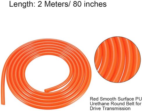 Uxcell 35 بوصة 5 مللي متر PU نقل حزام مستدير عالية الأداء يوريتان سيور برتقالي لمجفف آلة ربط الناقل in Kuwait