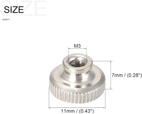 صواميل إبهام مخرشة (M3x11x7mm) 10 قطع، صواميل إبهام مطلية بالنيكل الحديدي، صواميل دائرية لضبط اليد - لمثبتات أجهزة البناء المنزلية in Kuwait
