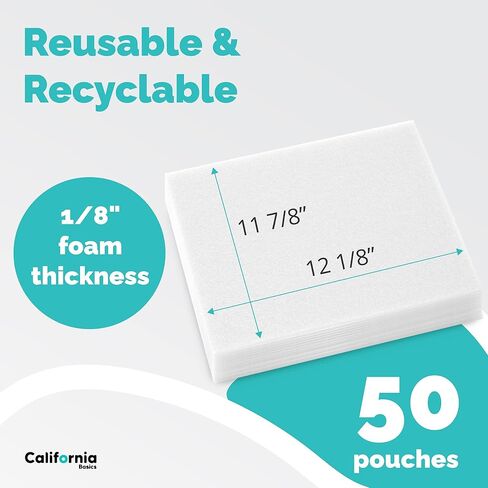 Premium Foam Packing Sheets - 11 7/8 x 12 1/8 inches - Cushion Foam Wrap Sheets; Moving Supplies for Dishes, Glasses and Furniture; Packing Cushioning Supplies - Soft and Durable (50 Pack) in Kuwait