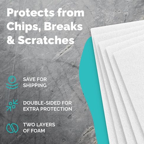 Premium Foam Packing Sheets - 11 7/8 x 12 1/8 inches - Cushion Foam Wrap Sheets; Moving Supplies for Dishes, Glasses and Furniture; Packing Cushioning Supplies - Soft and Durable (50 Pack) in Kuwait