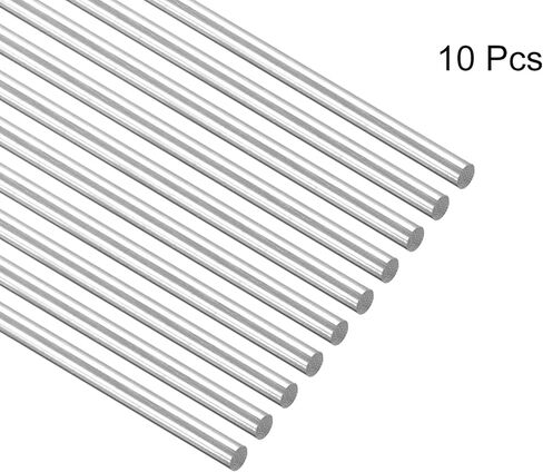 MECCANIXITY 304 Stainless Steel Round Rods, 1.2mm x 400mm Solid Shaft Rods for DIY Craft Model Car Helicopter Airplane, Pack of 10 in Kuwait