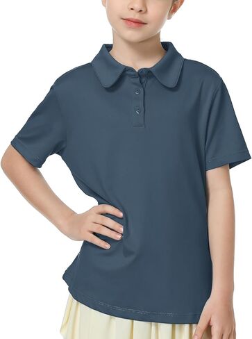MERIABNY Girls Golf Polo Shirts Short Sleeve Tennis Golf Clothes for Aged 6-13 in Kuwait