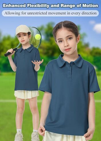 MERIABNY Girls Golf Polo Shirts Short Sleeve Tennis Golf Clothes for Aged 6-13 in Kuwait