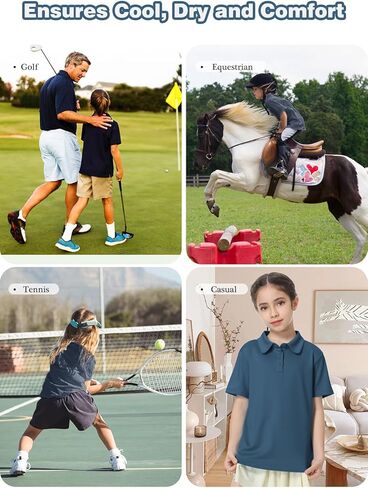 MERIABNY Girls Golf Polo Shirts Short Sleeve Tennis Golf Clothes for Aged 6-13 in Kuwait