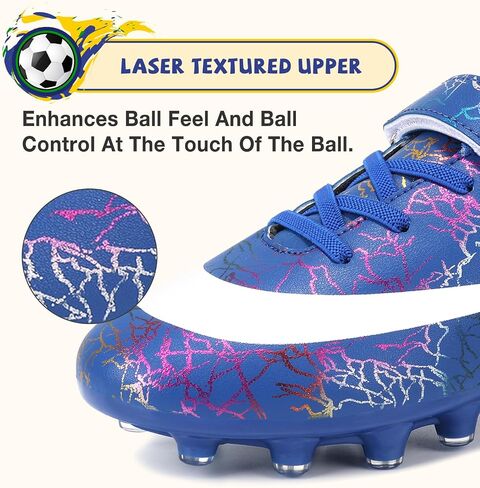 Kids Soccer Cleats Boys Girls Soccer Shoes Outdoor Firm Ground Youth Football Cleats for Little Kid/Big Kid in Saudi Arabia