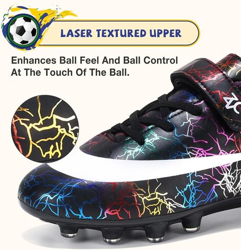 Kids Soccer Cleats Boys Girls Soccer Shoes Outdoor Firm Ground Youth Football Cleats for Little Kid/Big Kid in Saudi Arabia