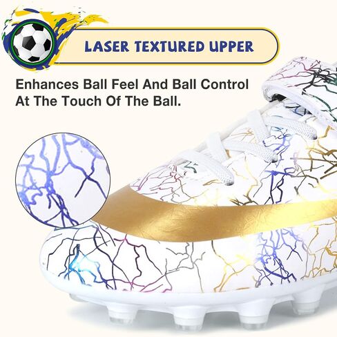 Kids Soccer Cleats Boys Girls Soccer Shoes Outdoor Firm Ground Youth Football Cleats for Little Kid/Big Kid in Saudi Arabia