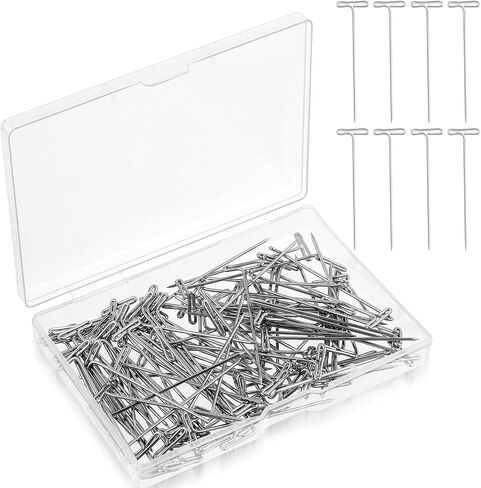 100 Pcs Wig T Pins, 2 Inch Silver Stainless Steel Sewing Pins with Storage Box, Long Straight Pins for Sewing, Craft, Quilting, Blocking Knitting, Office and Decoration in Saudi Arabia