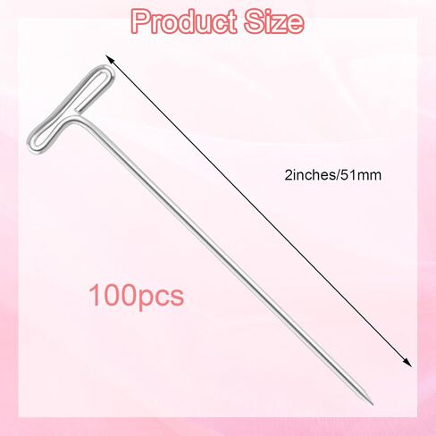 100 Pcs Wig T Pins, 2 Inch Silver Stainless Steel Sewing Pins with Storage Box, Long Straight Pins for Sewing, Craft, Quilting, Blocking Knitting, Office and Decoration in Saudi Arabia