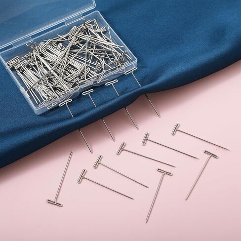 100 Pcs Wig T Pins, 2 Inch Silver Stainless Steel Sewing Pins with Storage Box, Long Straight Pins for Sewing, Craft, Quilting, Blocking Knitting, Office and Decoration in Saudi Arabia