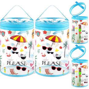2 Pcs Clear Beach Lotion Bag Toiletry Pouch Beach Ocean Gifts Travel Makeup Cylinder Waterproof Portable Cosmetic Bag for Women Girl Sunscreen Hawaiian Party Favor with Handle Zipper in Saudi Arabia