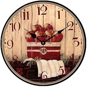 Basket of Apple Red Hanging Clock Decor for Kitchen Bedroom Living Room Fits Nautical or Country 10 inch in Saudi Arabia