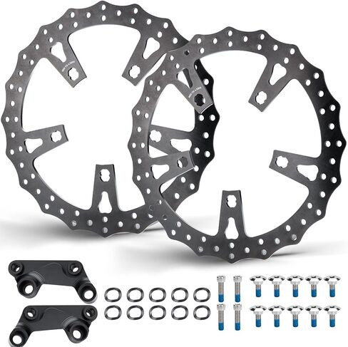 MoKitDora 11.8" Front Brake Double Disc Rotors & Caliper Adapter for Harley 2009-up Touring Street Electra Glide Road Glide Models Black Zinc Plating in Saudi Arabia