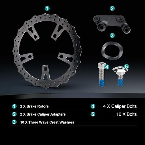 MoKitDora 11.8" Front Brake Double Disc Rotors & Caliper Adapter for Harley 2009-up Touring Street Electra Glide Road Glide Models Black Zinc Plating in Saudi Arabia