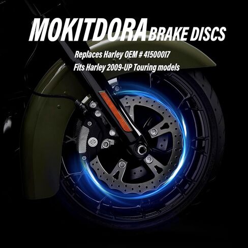 MoKitDora 11.8" Front Brake Double Disc Rotors & Caliper Adapter for Harley 2009-up Touring Street Electra Glide Road Glide Models Black Zinc Plating in Saudi Arabia
