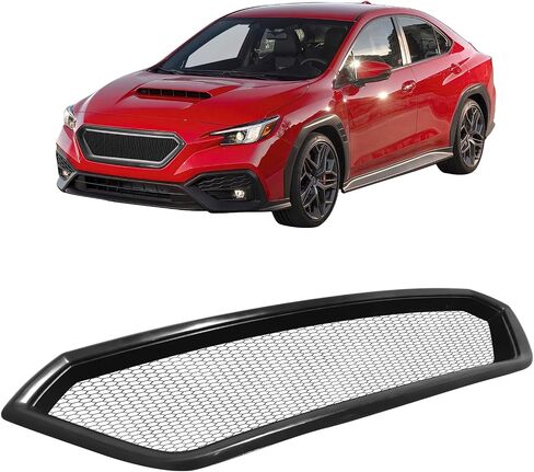 IKON MOTORSPORTS Front Upper Grille, Compatible with 2022-2025 Subaru WRX, Honeycomb Mesh Style Unpainted Black ABS Plastic Replacement Front Bumper Hood Grill in Saudi Arabia