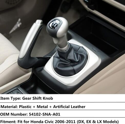 2006 for EX Coupe Shift Knob, 54102-SNA-A01 5 Speed MT Gear Shift Knob Stick Fit for DX EX LX 20062011 Black in Saudi Arabia