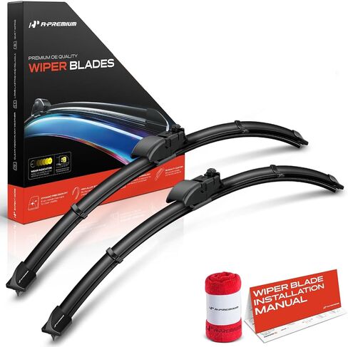 A-Premium Pack of 2 Windshield Wiper Blades with Wear Indicator & Towel - Compatible with Land Rover Range Rover 2017-2024, Discovery 2018-2024, Range Rover Sport - 24" and 20", Gen2V5 Connector in Saudi Arabia