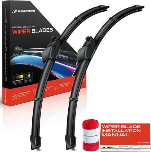 A-Premium Pack of 2 Windshield Wiper Blades with Wear Indicator & Towel - Compatible with Land Rover Range Rover 2017-2024, Discovery 2018-2024, Range Rover Sport - 24" and 20", Gen2V5 Connector in Saudi Arabia