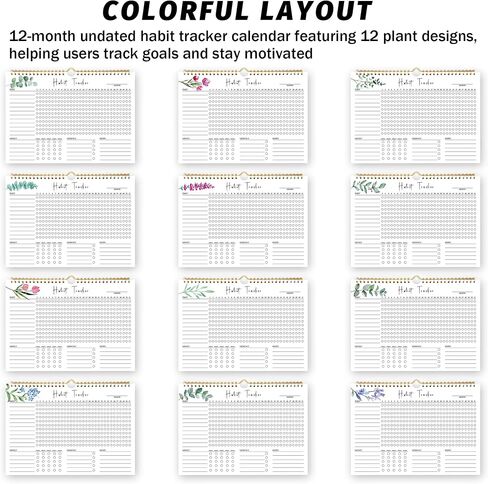 Habit Tracker Calendar - 12 Months Undated Daily Goal and Habit Tracker, Habits Tracker Journal Planner with Spiral Binding, Great Productivity Tool and Workout Calendar, 11.7"x8.5" in Saudi Arabia