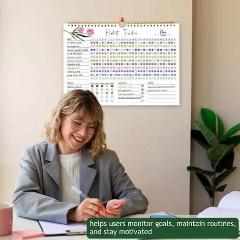 Habit Tracker Calendar - 12 Months Undated Daily Goal and Habit Tracker, Habits Tracker Journal Planner with Spiral Binding, Great Productivity Tool and Workout Calendar, 11.7"x8.5" in Saudi Arabia