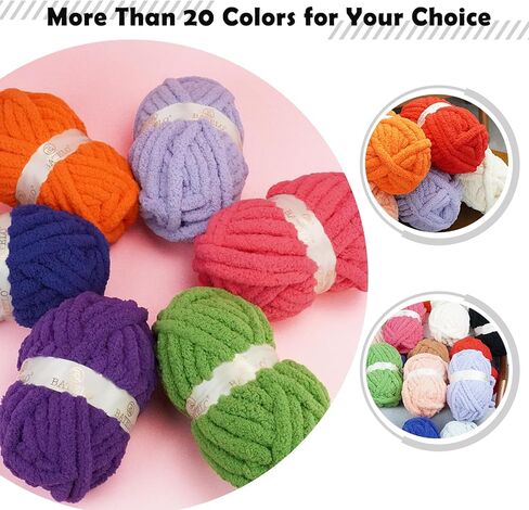Chunky Yarn for Hand Knitting, Chunky Chenille Blanket Yarn for Crocheting, Bulky Soft Fluffy Chenille for Blanket Project, 8 Pack of 8oz/25yds, Pink&Purple in Kuwait