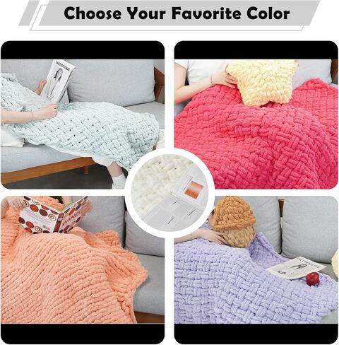 Chunky Yarn for Hand Knitting, Chunky Chenille Blanket Yarn for Crocheting, Bulky Soft Fluffy Chenille for Blanket Project, 8 Pack of 8oz/25yds, Pink&Purple in Kuwait