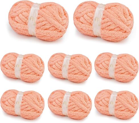 Chunky Yarn for Hand Knitting, Chunky Chenille Blanket Yarn for Crocheting, Bulky Soft Fluffy Chenille for Blanket Project, 8 Pack of 8oz/25yds, Klein Blue in Saudi Arabia