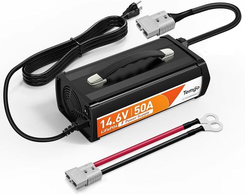 14.6v 50a lifepo4 شاحن بطارية ، شاحن بطارية ليثيوم الشحن السريع مع تنشيط ذكي ، مؤشر LED ، العروات الأسلاك والحماية الكاملة in Kuwait