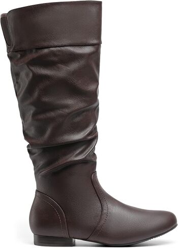DREAM PAIRS Women's Wide Calf Knee High Pull On Fall Weather Winter Boots,Size 8,Wide/Calf/Black/Pu,BLVD-W in Kuwait