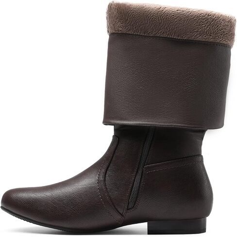 DREAM PAIRS Women's Wide Calf Knee High Pull On Fall Weather Winter Boots,Size 8,Wide/Calf/Black/Pu,BLVD-W in Kuwait