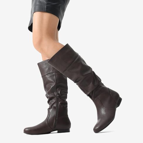 DREAM PAIRS Women's Wide Calf Knee High Pull On Fall Weather Winter Boots,Size 8,Wide/Calf/Black/Pu,BLVD-W in Kuwait