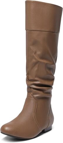 DREAM PAIRS Women's Wide Calf Knee High Pull On Fall Weather Winter Boots,Size 8,Wide/Calf/Black/Pu,BLVD-W in Kuwait