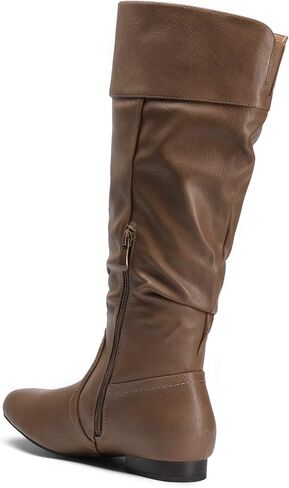 DREAM PAIRS Women's Wide Calf Knee High Pull On Fall Weather Winter Boots,Size 8,Wide/Calf/Black/Pu,BLVD-W in Kuwait