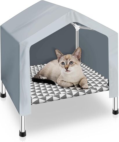 منزل القط في الهواء الطلق ، شقق القط الداخلي ، منزل الكلاب المعزول ، خيمة القط ، للقطط والكلب (النسخة المطورة) (مثلث رمادي ، م) in Kuwait