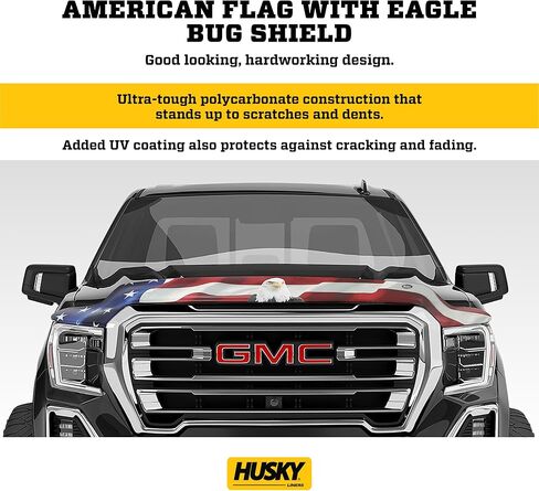 Husky Liners Hood Protector w/American Flag | Fits 2014-2015 Chevrolet Silverado 1500, High Profile/Bug Shield - 1 pc., Multi-Colored-USA | 2818121 in Saudi Arabia
